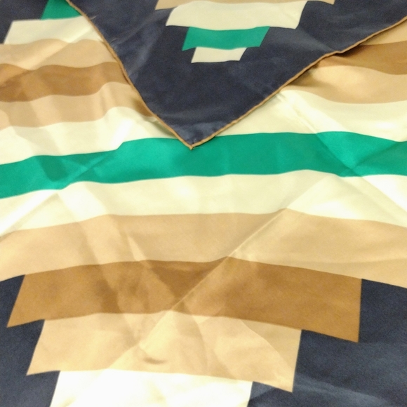 Echo Silk Scarf Vintage Geometric Pattern Large 31" square - Picture 1 of 9